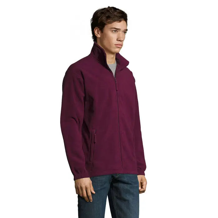 Jacheta din lana north maro cu fermoar full-length si doua buzunare laterale din fleece
