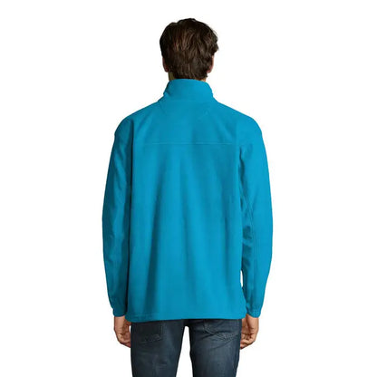 Jacheta din lana north teal, cu fermoar, maneci lungi, guler inalt si cusaturi subtile din fleece