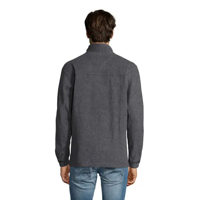 Jacheta din lână north gri închis cu fermoar scurt și manșete ribbed, model fleece personalizabil