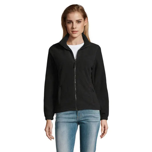 Jacheta fl femeii north 300g fleece neagra pentru femei cu fermoar integral si doua buzunare laterale