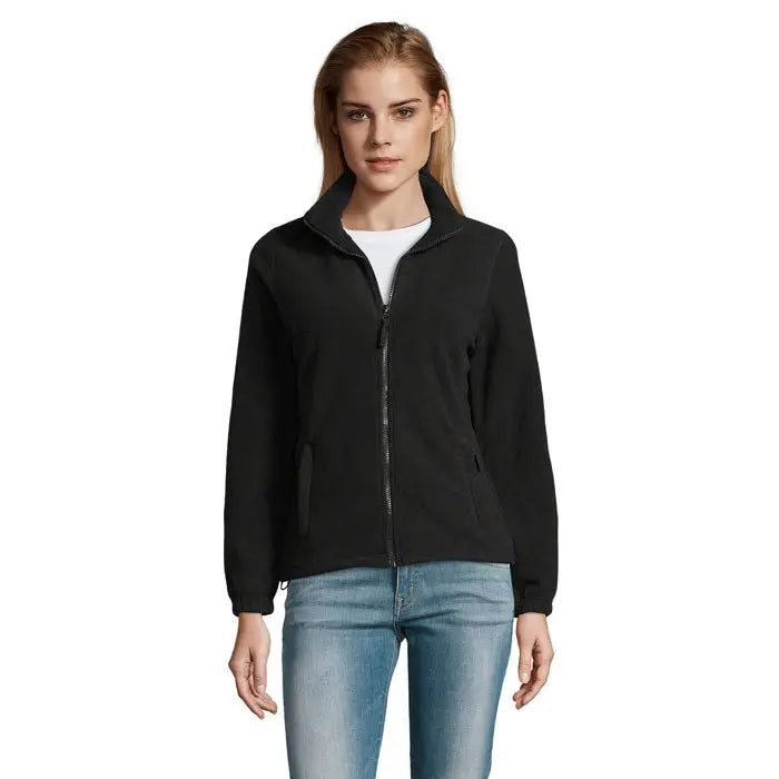 Jacheta fl femeii north 300g fleece neagra cu fermoar integral si doua buzunare laterale