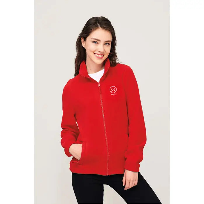 Jacheta fleece north rosie dama cu fermoar si logo mic brodat pe piept, material 300g