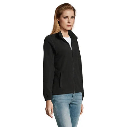 Jacheta fl femeii north 300g neagra cu fermoar, guler inalt si doua buzunare frontale din fleece