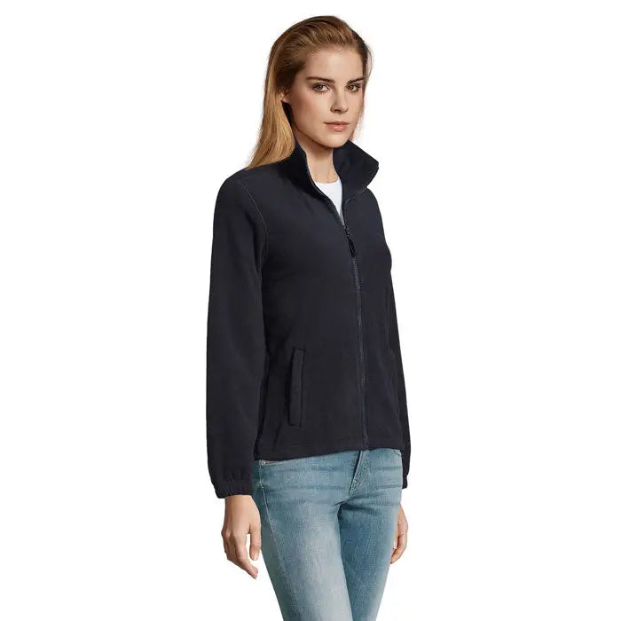 Jacheta fl femeii north 300g neagra din fleece cu fermoar, guler inalt si doua buzunare laterale