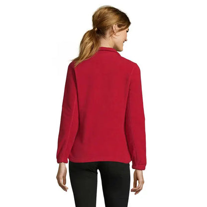 Jachetă fleece roșie pentru femei north 300g cu mâneci lungi și guler din material călduros