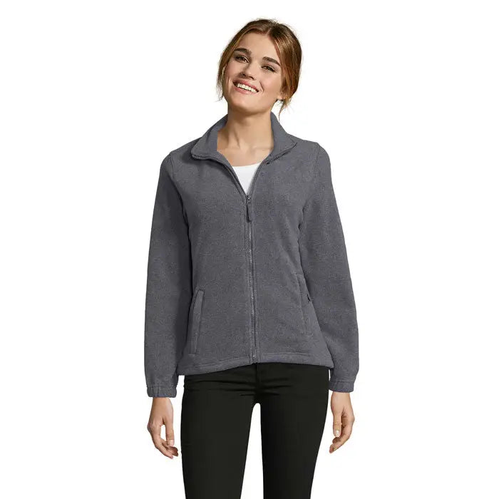 Jacheta fl femeii north 300g gri din fleece cu fermoar, guler si doua buzunare laterale