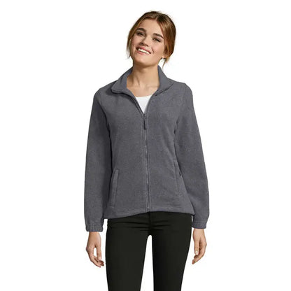 Jacheta fl femeii north 300g gri din fleece cu fermoar, guler si doua buzunare laterale