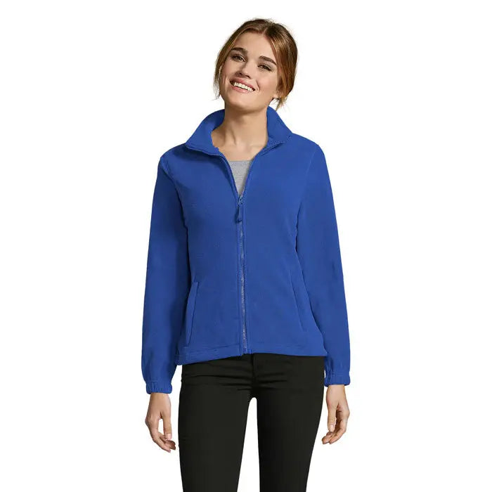 Jacheta fl femeii north 300g albastru regal din fleece cu fermoar lung si doua buzunare frontale