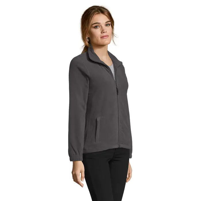 Jacheta fl femeii north 300g fleece gri inchis cu fermoar lung si doua buzunare frontale