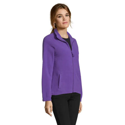 Jacheta fl femeii north 300g fleece mov cu fermoar, guler inalt si buzunare frontale