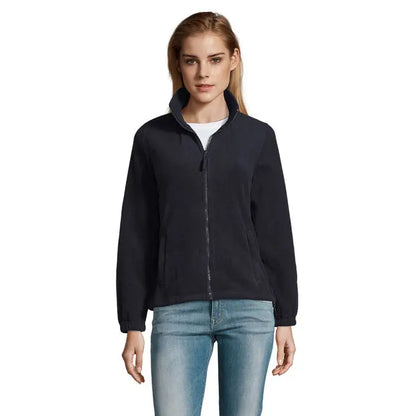 Jacheta fl femeii north 300g neagra cu fermoar din material fleece moale si maneci cu manșete reiate