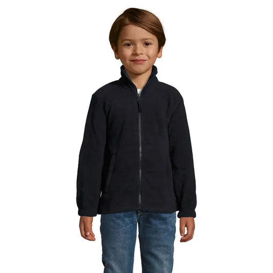 Jacheta north kids fl 300g neagra din fleece cu fermoar lung complet si doua buzunare frontale