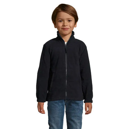 Jacheta north kids fl 300g neagra din fleece cu fermoar integral si doua buzunare frontale