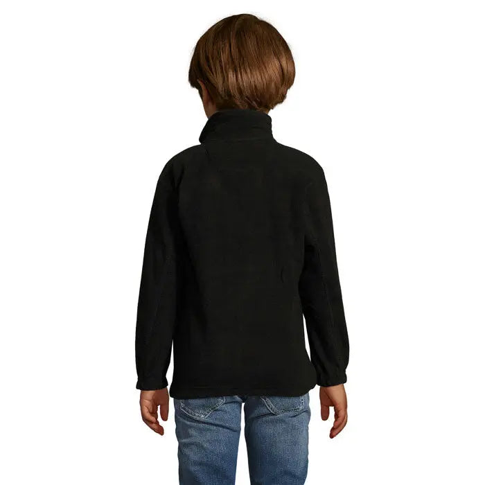 Jachetă north kids fl 300g neagră din fleece cu guler înalt și mâneci lungi pentru copii