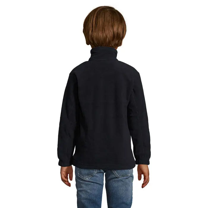 Jacheta north kids fl 300g neagra din fleece cu guler inalt si maneci lungi pentru copii
