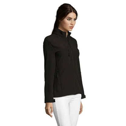 Jacheta roxy femei ss 340g neagra soft-shell cu guler inalt si buzunare cu fermoar