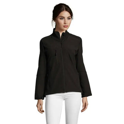 Jacheta roxy femei neagra soft-shell cu fermoar integral si buzunare laterale subtile 340g