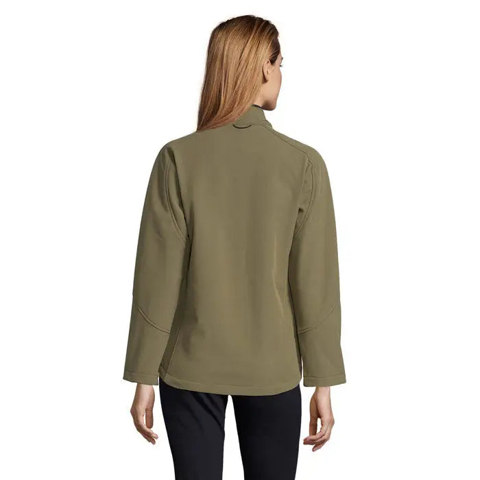 Olive green soft-shell jacheta roxy femei ss 340g with high collar and long sleeves for outdoor use