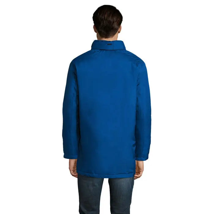 Jacheta unisex captulata robyn albastru royal vibrant, matlasata, cu maneci lungi si guler scurt