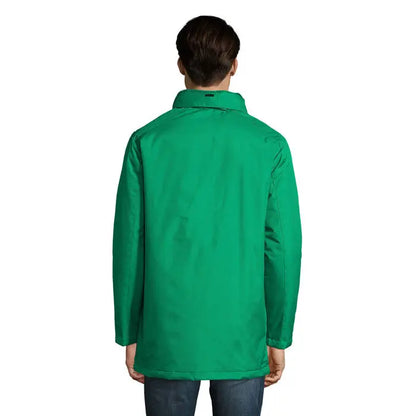 Jacheta unisex robyn verde vibrant cu mâneci lungi, guler structurat și detalii subtile de cusături