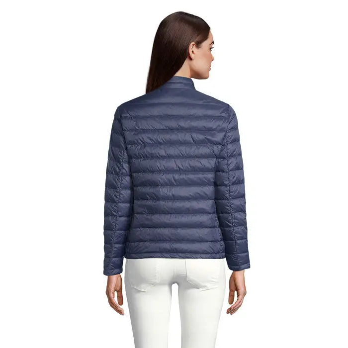 Navy blue jacheta Wilson femeie cu puf matlasat, guler inalt si maneci lungi din material cald si rezistent