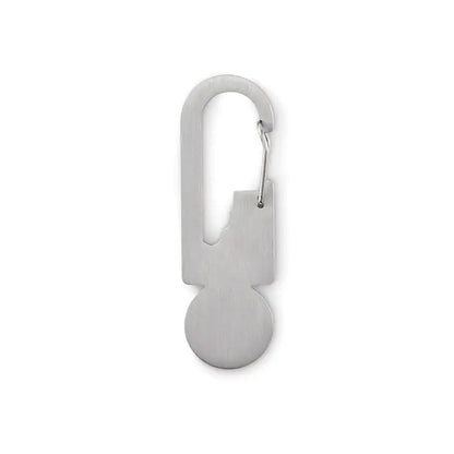 Carabiner multifunctional jeton pentru breloc din otel inoxidabil argintiu cu design minimalist si finisaj mat