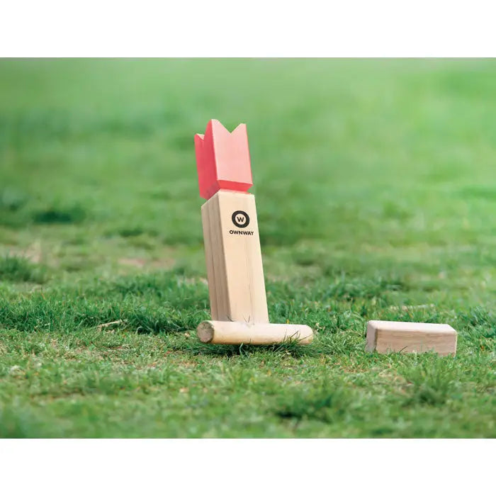 Joc de aruncare in aer liber din lemn de pin cu ciocan de croquet din lemn roz cu top in forma de coroana ownway