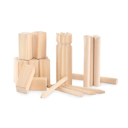 Set de malete si bete de croquet din lemn natural de pin pentru joc de aruncare in aer liber