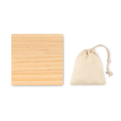 Tăietor de lemn deschis la culoare joc ludo cu textură naturală și sac de depozitare bej cu șnur