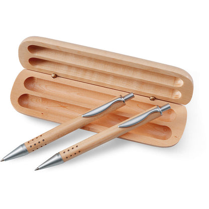Set cadou stilou in cutie de lemn