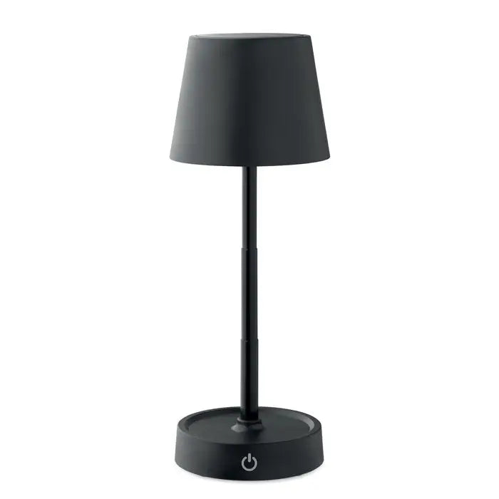 Lampă de masă reîncărcabilă prin usb cilindrică neagră cu finisaj mat și design minimalist