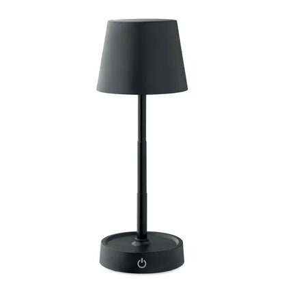Lampă de masă reîncărcabilă prin usb cilindrică neagră cu finisaj mat și design minimalist