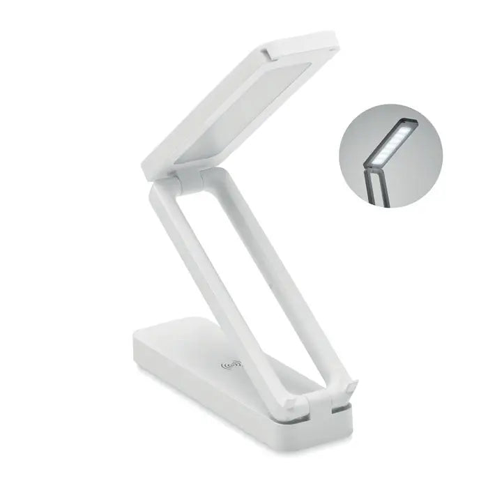 Lampa si incarcator wireless 10w alb cu design minimalist pliabil si sursa led integrata
