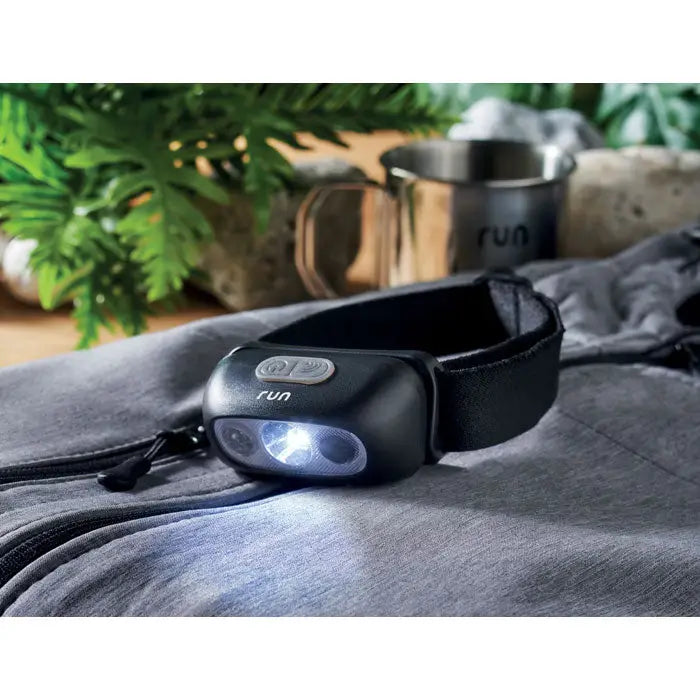 Lanterna cu cap led reincarcabila neagra cu doua leduri si curea reglabila pentru uz practic