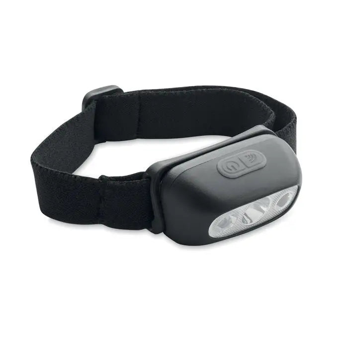 Lanterna cu cap led reincarcabila neagra cu trei leduri si grip texturat pentru o prindere sigura
