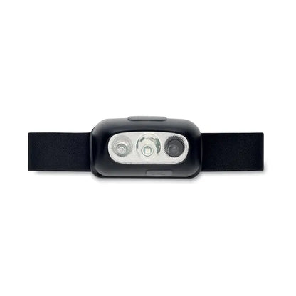 Lanterna cu cap led reincarcabila neagra cu trei leduri distincte si elastic flexibil pentru fixare usoara