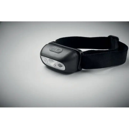 Lanterna cu cap led reincarcabila neagra cu trei leduri si curea ajustabila pentru utilizare handsfree