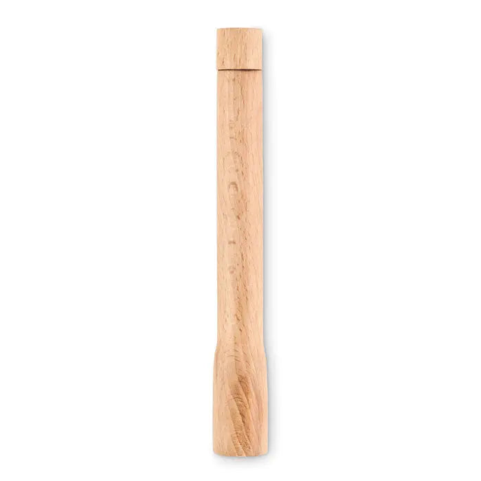 Lanterna din lemn cu lumina cob are maner din lemn deschis la culoare cu finisaj natural si margini usor conice
