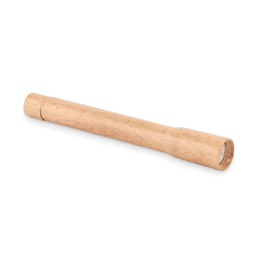 Lanterna din lemn cu lumina cob avand maner maro deschis din lemn cu finisaj natural si capete rotunjite