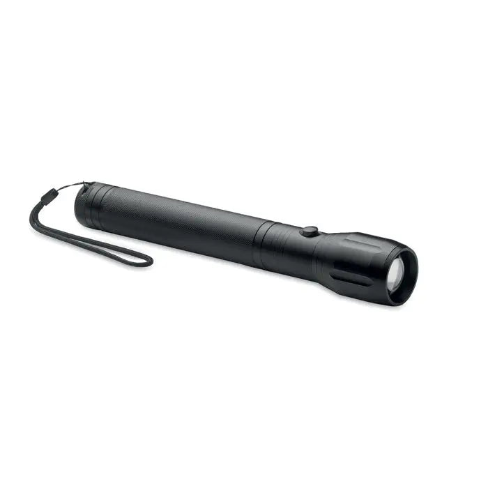 Lanterna led mare din aluminiu neagra din plastic texturat cu bratara pentru incheietura