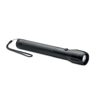Lanterna led mare din aluminiu neagra din plastic texturat cu bratara pentru incheietura