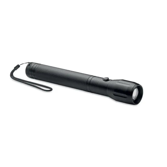 Lanterna led mare din aluminiu neagra din plastic texturat cu bratara pentru incheietura