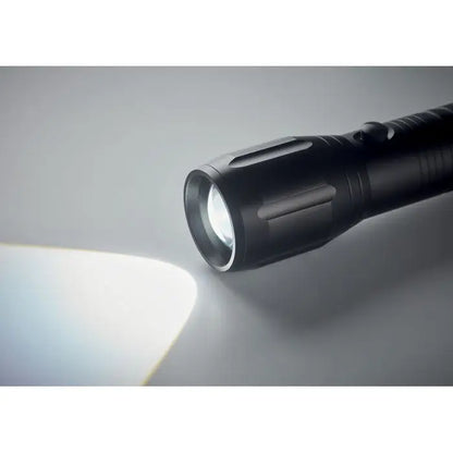 Lanterna led mare din aluminiu neagra cu grip texturat si fascicul luminos si concentrat