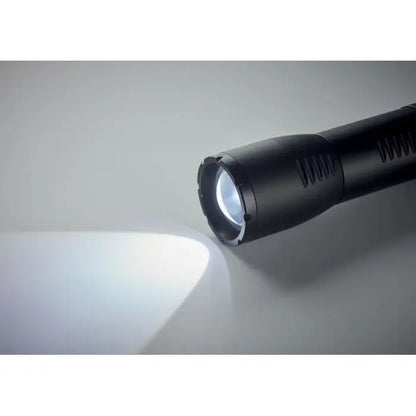 Lanterna led mica din aluminiu neagra cu grip texturat si fascicul luminos alb puternic