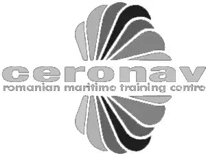 Logo gri și negru în formă de evantai pentru Centrul de Formare Maritimă Ceronav România.
