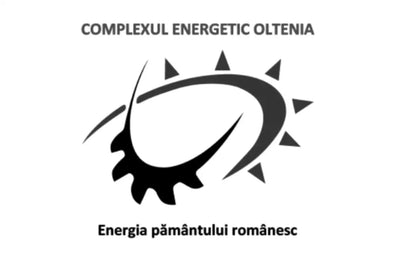Logo stilizat negru cu un soare cu raze triunghiulare și o formă abstractă asemănătoare unei roți dințate, însoțit de text în română.
