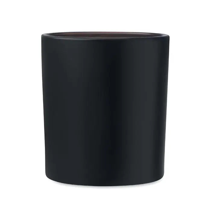 Lumanare de ceara pe baza de plante 200 gr in suport negru din ceramica mata cu interior maro inchis