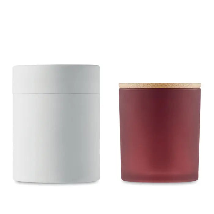 Lumanare de ceara pe baza de plante 280 gr in borcane din sticla mata alba si roze prafuit cu capace minimaliste