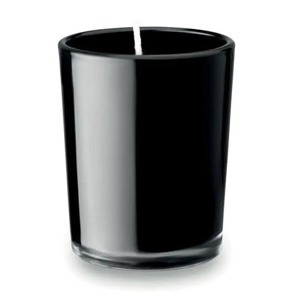 Lumanare parfumata in sticla neagra cu fitil alb si suport pentru lumanare din sticla