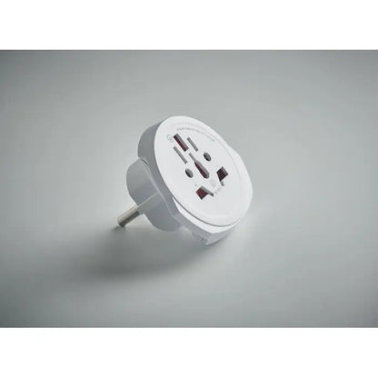 Lumea catre ue 3 poli adaptor de calatorie din plastic alb cu prize internationale si pin european cu impamantare